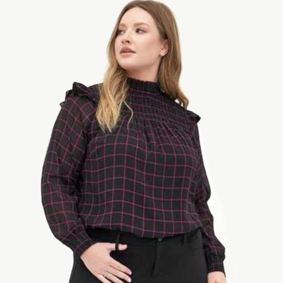 Torrid Crinkle Chiffon Smocked Neck Blouse SZ 3X Windowpane Whimsigoth Victorian - Picture 11 of 14